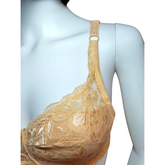 Womens Deep V-neck Full Lace Push up Bra Nude Size XS - Picture 3 of 8